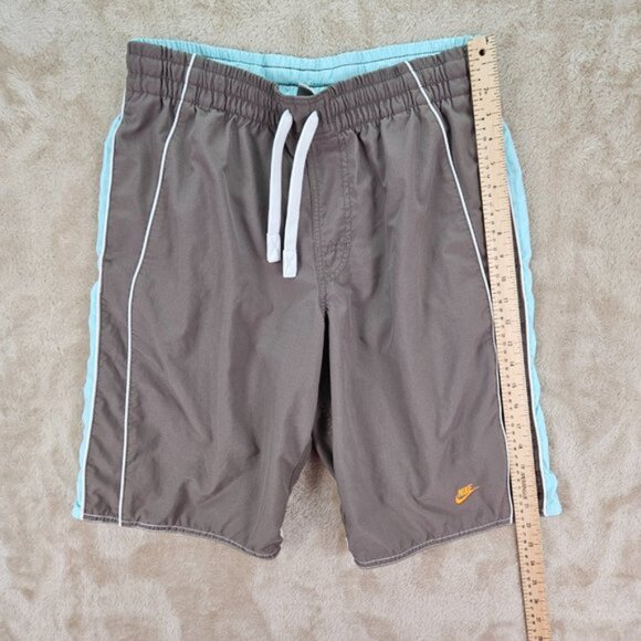 Nike Volley Swim Beach Board Shorts Men's Size M Gray And Blue Trunks Drawstring - Picture 8 of 16